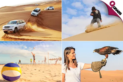 From QR175 Celebrate Sports Day with some Fun Desert Activities & a BBQ Lunch - Including Sand Dunning, Sand Boarding, Beach Volley Ball, Picture with a Falcon & Much More! (Up to QR350 Value)